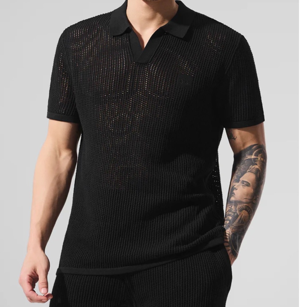 Alo Open-Knit Polo | black | size M